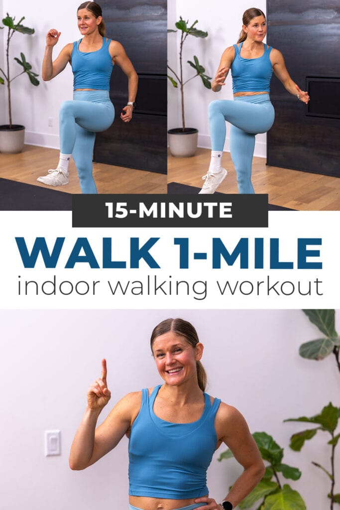woman marching in place as part of tutorial of how to get steps in at home