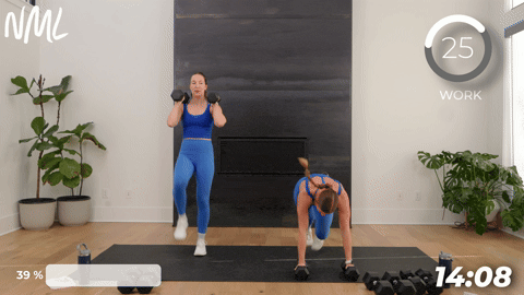 two women performing mountain climbers.