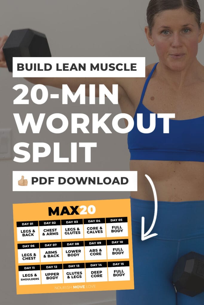 Woman performing lateral raise in front of max 20 calendar pdf download