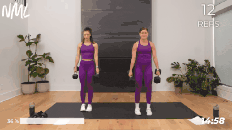 women performing a curtsy lunge as part of full body workout
