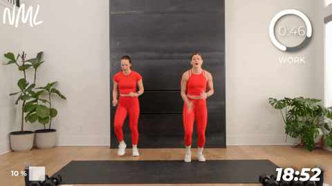 two women performing a v walk in a walking workout