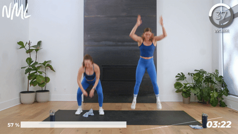two women performing push up burpees in a 10 minute hiit workout