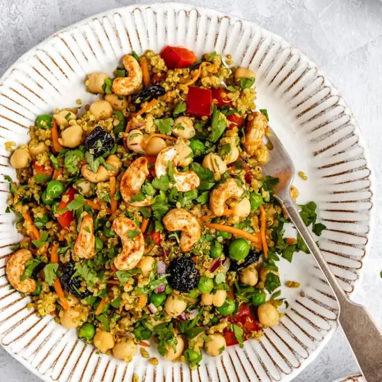 Curry Cashew Chickpea Salad as part of summer lunch ideas round up.