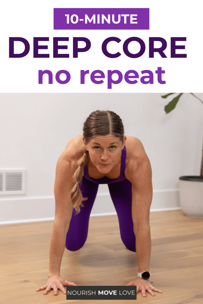 woman performing a bear crawl hover as part of the best deep core exercises