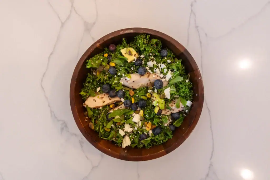 Kale Quinoa Blueberry Salad as part of a summer lunch idea round up.