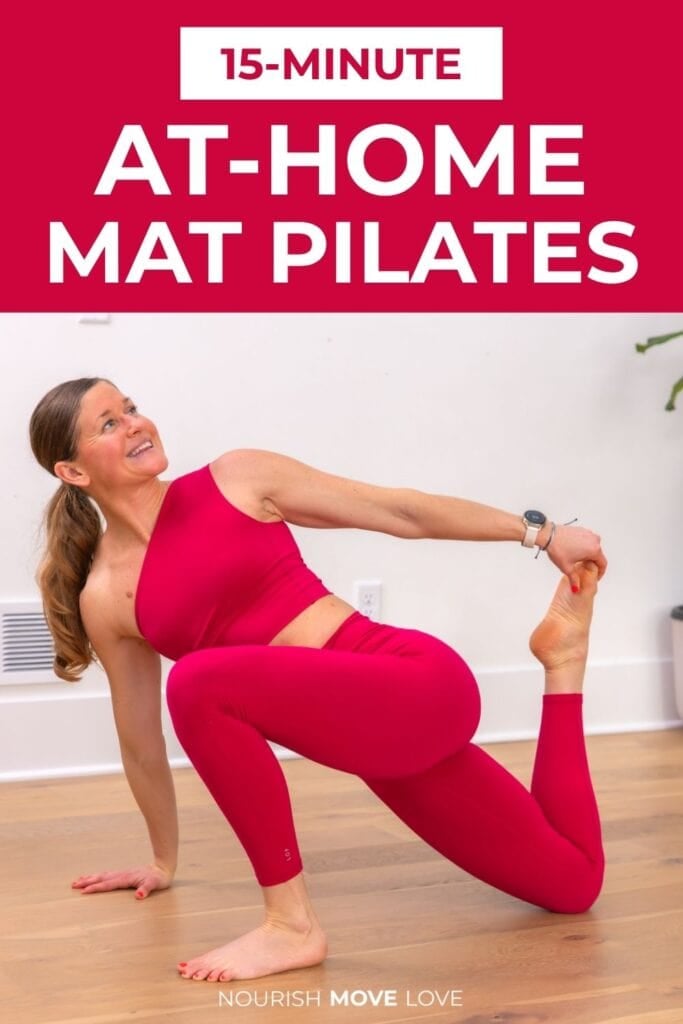 woman doing a mat pilates workout at home
