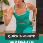woman performing a quick running warm up