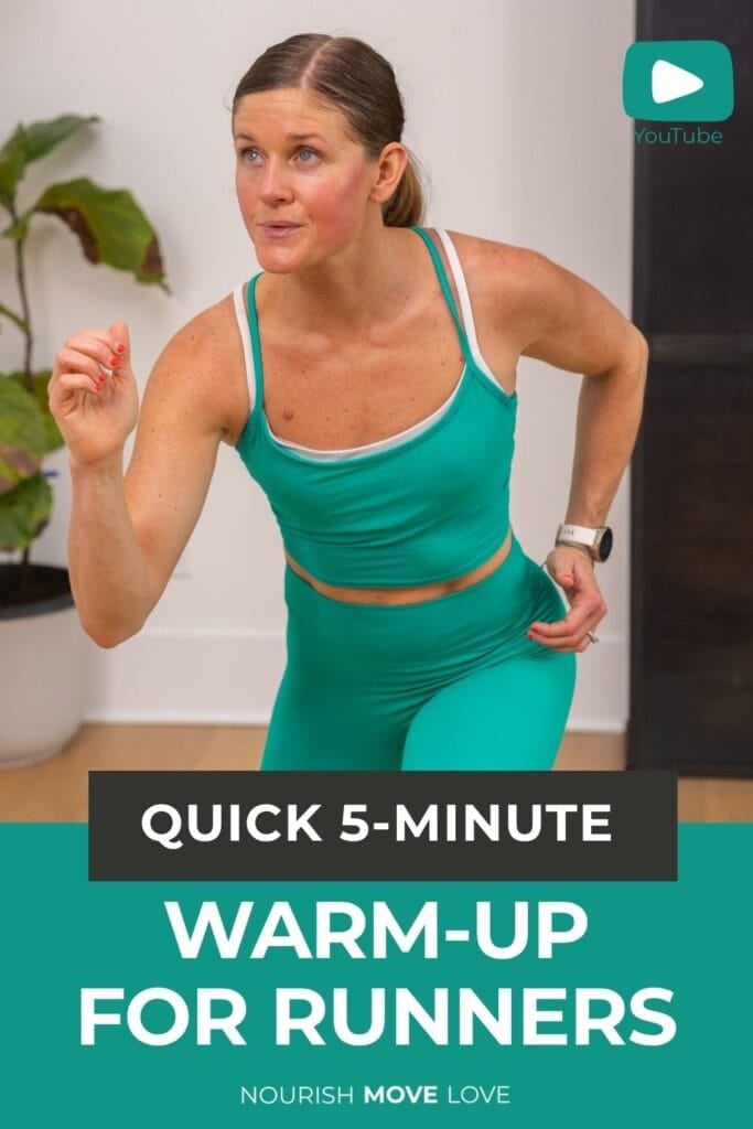 woman performing a quick running warm up 