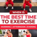 women doing a uneven squat as part of the best time to work out.