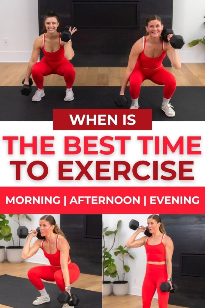 women doing a uneven squat as part of the best time to work out.
