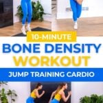 Bone density PDF of how to build bone strength workout with lateral jumps, high knees and pogo jumps.