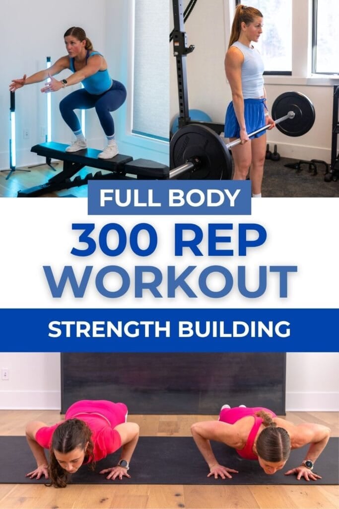 Graphic of a a full body 300 workout for strength building