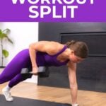 Graphic about how to pick the best workout split with two women doing a plank and row