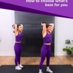 Graphic about how to pick the best workout split with two women doing a tricep extension