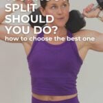 Graphic about how to pick the best workout split with two women doing shoulder press
