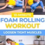 woman performing a variety of foam rolling exercises