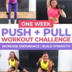 women performing push and pull exercises in a push pull legs workout challenge